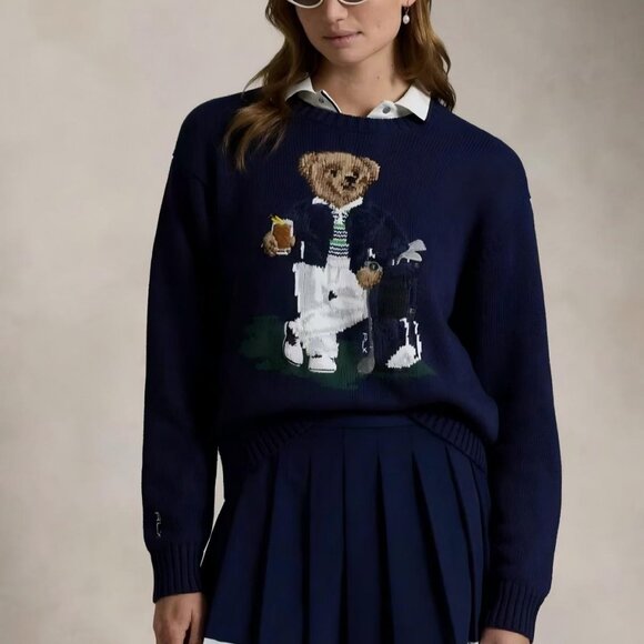Polo Ralph Lauren Sweaters - Polo Ralph Lauren Navy blue sweater with golf ball bear pattern